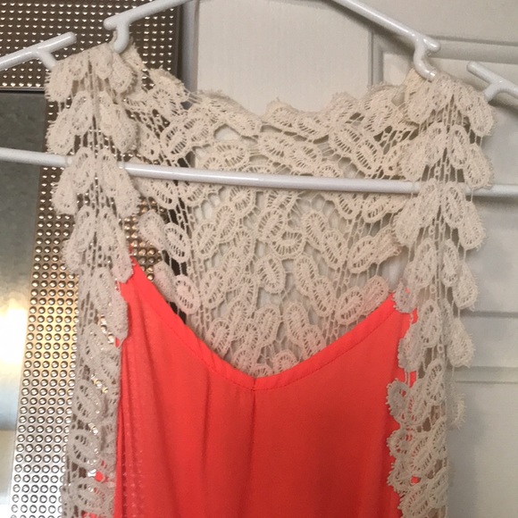 Bright coral flowy maxi dress - Picture 2 of 3